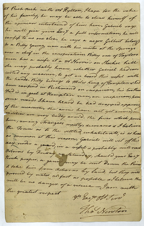 Thomas Newton to Governor James Monroe