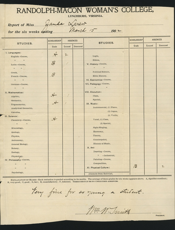 image of larew report card