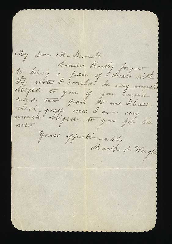 Image of Note from Maria Wright