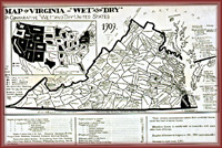 Map of Virginia -- "Wet" and "Dry"