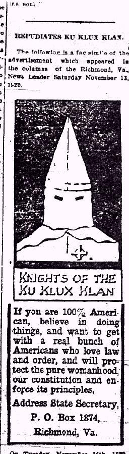 Ku Klux Klan ad