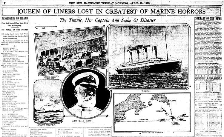 <em>Baltimore Sun</em>; Baltimore, MD. April 16th, 1912