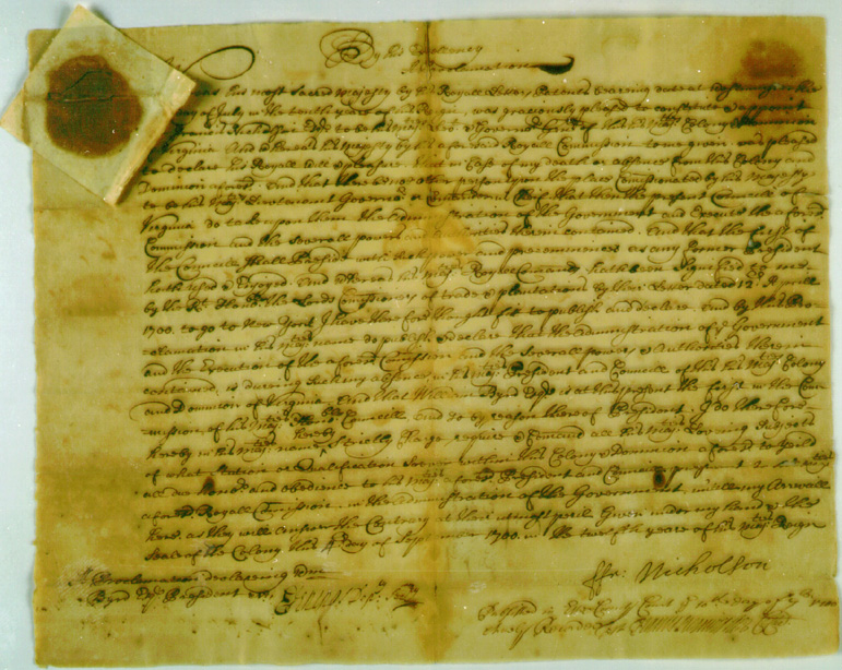 Francis Nicholson Proclamation, 1700