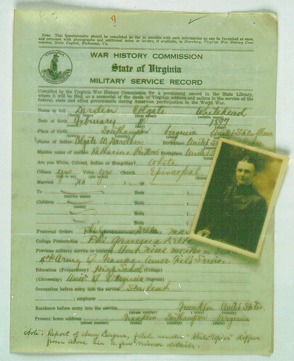 World War I Military Service Record