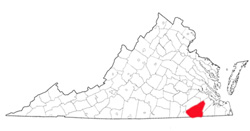 Image depicting location of Southampton County