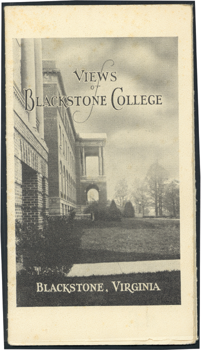 "Views of Blackstone College." Souvenir folder published by the college, ca. 1932-1933. [College Archives at Blackstone, Blackstone College (1892-1950)]