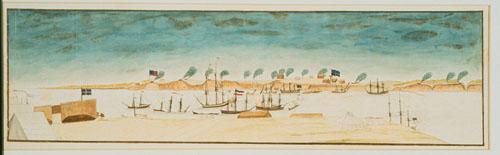 Watercolor sketch "Yorktown from Gloucester Point."