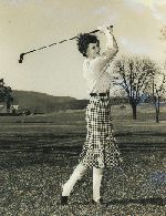 Hollins University golfer showing off her swing