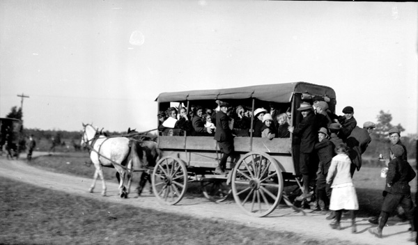 Photograph of a school wagon from Varina High School