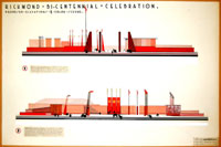 Richmond Bicentennial Celebration elevation for proposed celebration center, Melville Branch. Date: 1937.