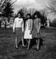 Jackie Butler, Linda Adams, and Chiquita Hudson. These are three of the first six female African American students at Virginia Tech. Date: c1966-67 Collection: Special Collections, Virginia Polytechnic Institute and State University.