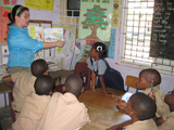 Brittany Neumann teaching the reading comprehension class in Lucea Primary (Jamaica) Date: 2009 Collection: Hollins University.