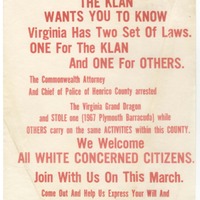 KKK.Fページ Ku Klux Klan, Broadsides, 1966 and 1967 · Document Bank of Virginia