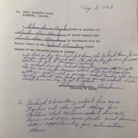 Monacan Education and the Pupil Placement Board, Amherst County, 1963