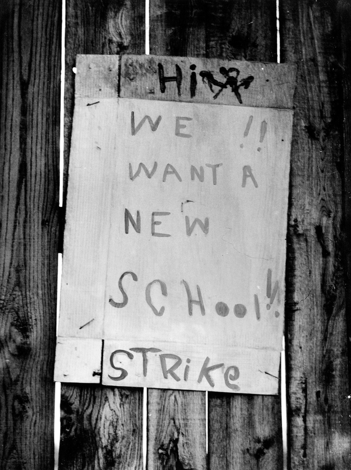 Protest Sign at Robert Russa Moton High School. Richmond News Leader, April 30, 1951. Accessed on Encyclopedia Virginia.