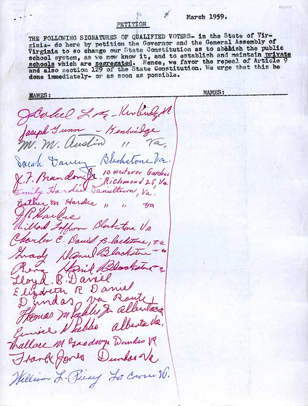 Petition from Blackstone. 1959.