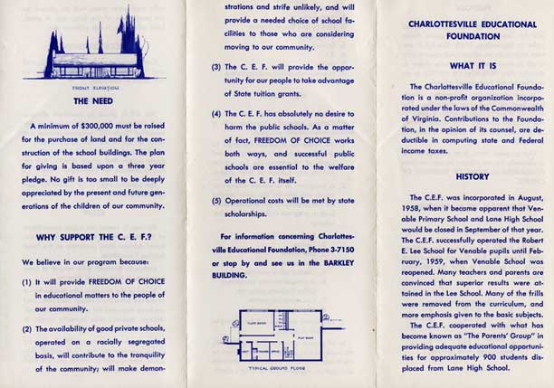 Brochure for Charlottesville Educational Foundation.