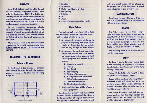 Brochure for Charlottesville Educational Foundation.