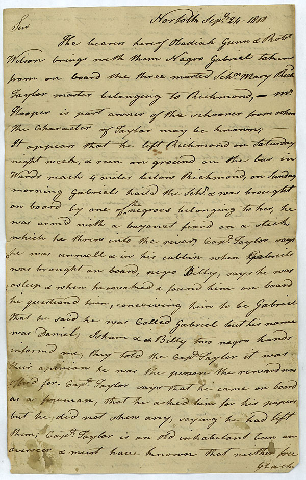 Thomas Newton to Governor James Monroe