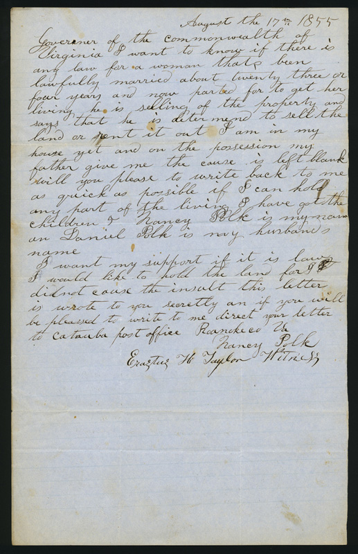 Image of Letter from Nancy Polk