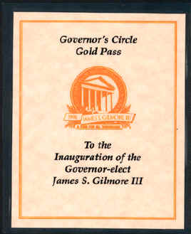 Invitation to the inauguration of Governor Gilmore