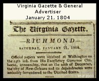 Virginia Gazette & General Advertiser January 21, 1804