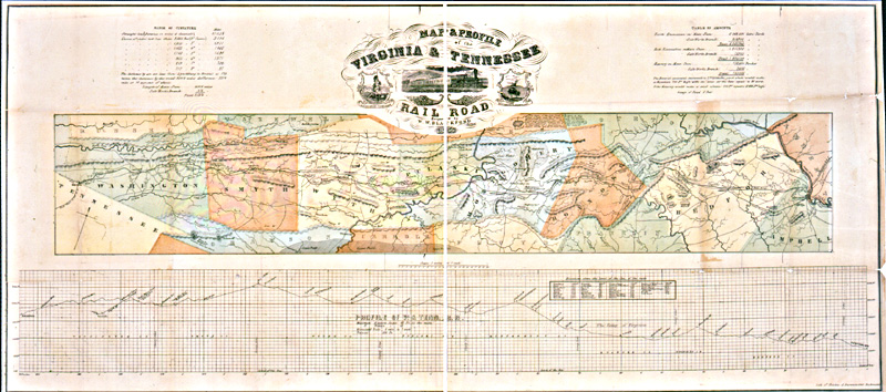 Map & Profile of the Virginia & Tennessee Railroad