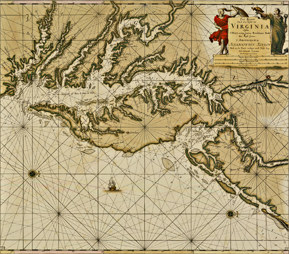 Pas Kaart van de Zee Kersten van Virginia