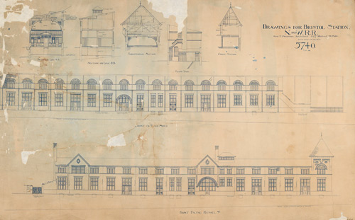 Elevations, Union Station, Norfolk & Western Railway, Bristol. George T. Pearson, architect. 1890. Acc.40107.