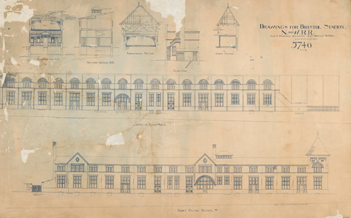 Elevations, Union Station, Norfolk & Western Railway, Bristol. George T. Pearson, architect. 1890. Acc.40107.