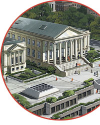Aerial Perspective of Proposed Redesign of Capitol Square, Richmond.