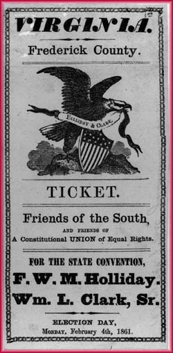 Frederick County ballot. 1861. 