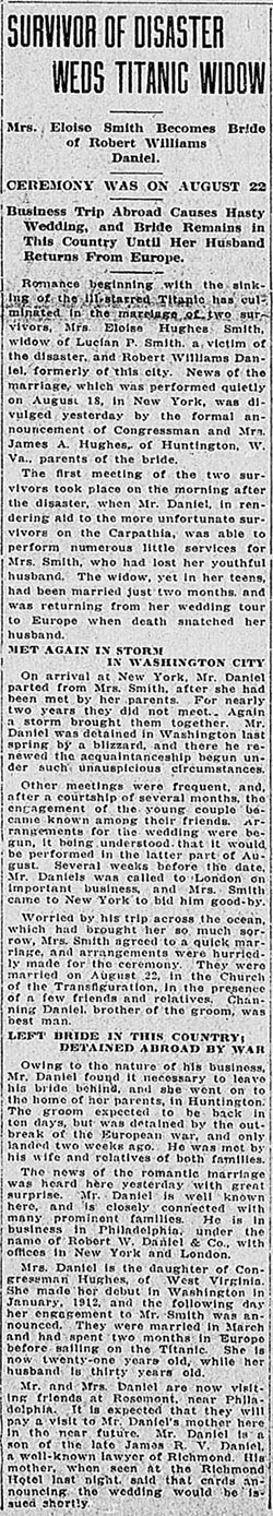 <em>The Times Dispatch</em>; Richmond VA. October 26, 1914
