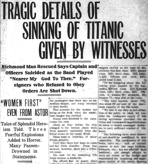 <em>Staunton Daily Leader</em>; Staunton, VA. April 19th, 1912