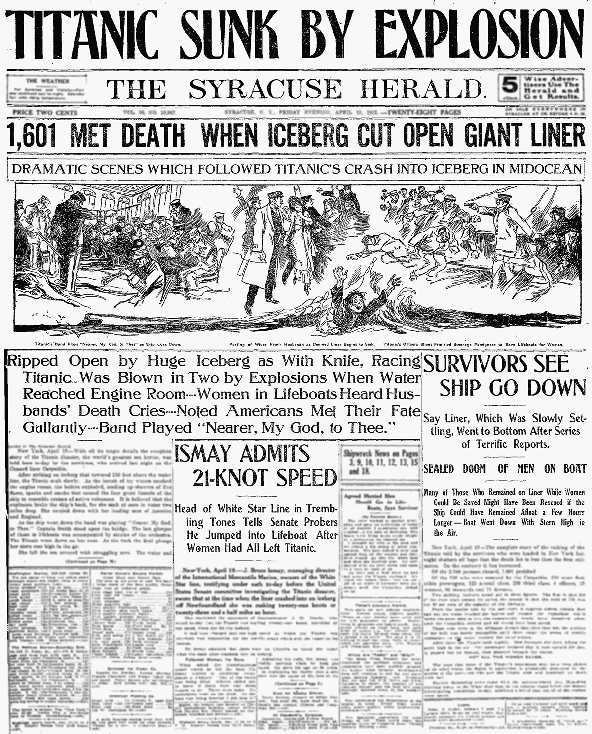 Titanic In Black And White Headlines Both Informative And Inaccurate Reporting