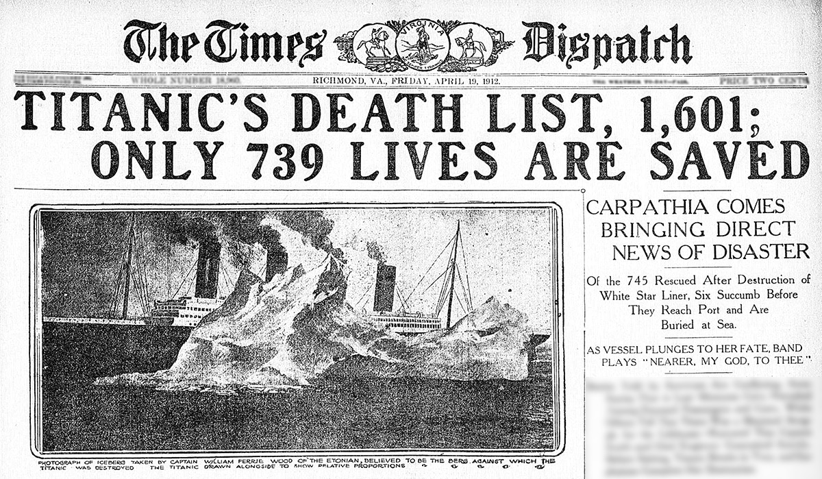 Titanic In Black And White Headlines Both Informative And Inaccurate Reporting