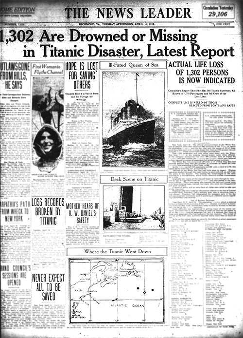 <em>News Leader</em>; Richmond, VA. April 16th, 1912