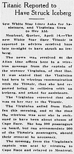 <em>Times-Dispatch</em>; Richmond, VA. April 15th, 1912
