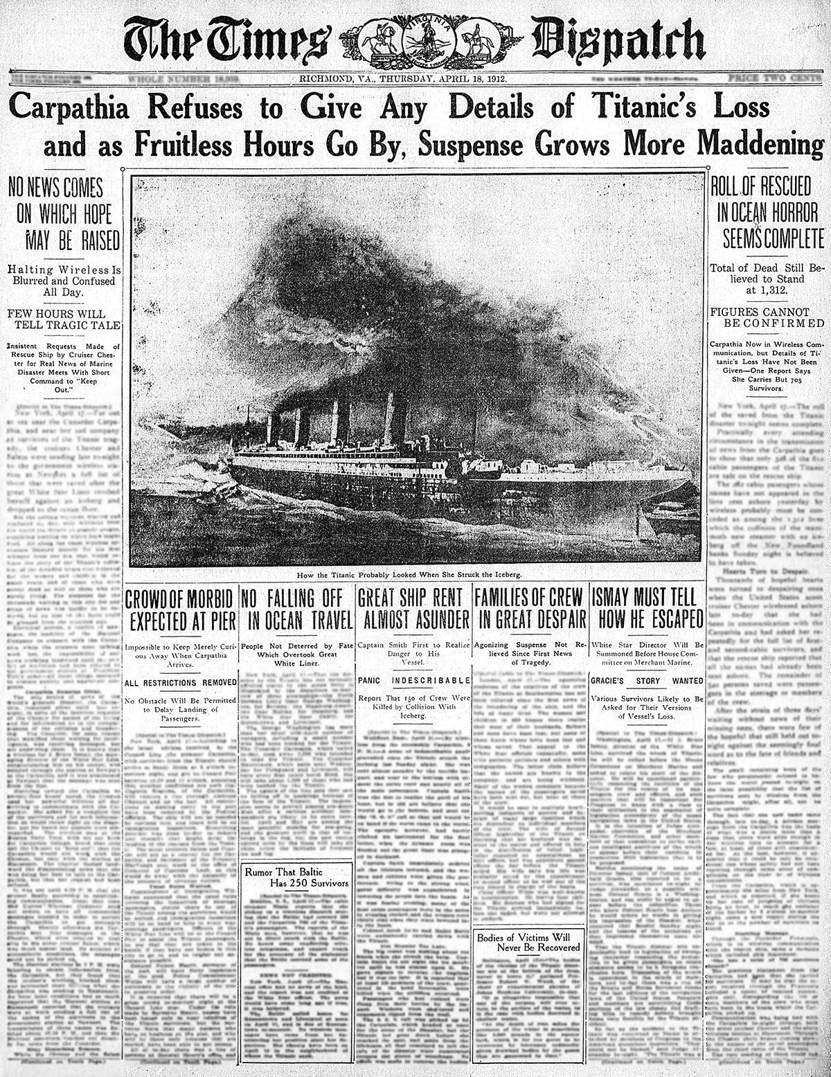 Titanic In Black And White Headlines Both Informative And