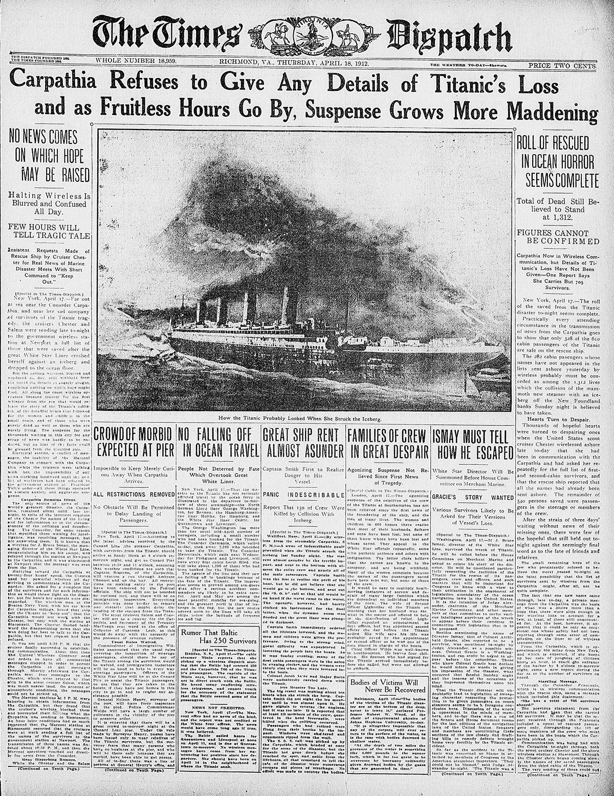 Titanic In Black And White Newspaper Coverage