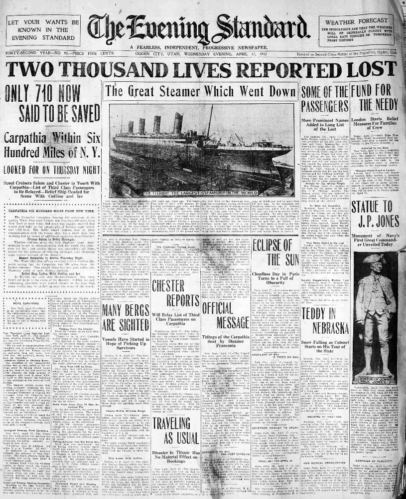 Titanic In Black And White Newspaper Coverage