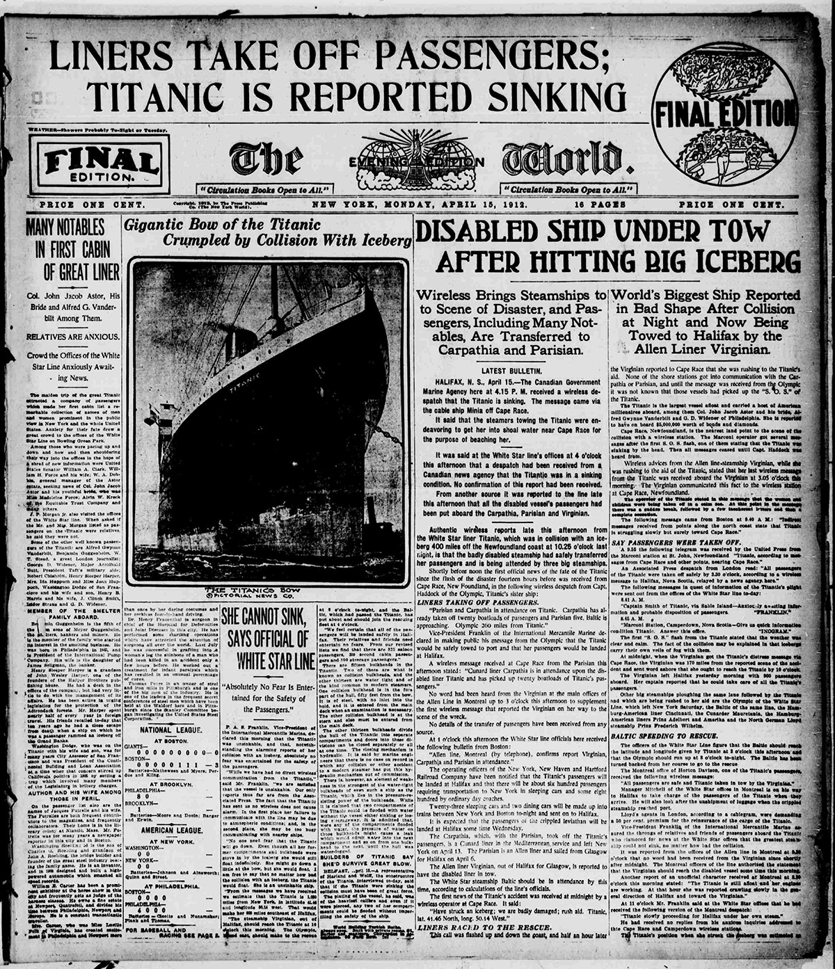 Titanic In Black And White Newspaper Coverage