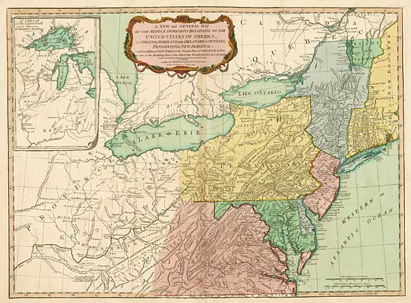 A NEW AND GENERAL MAP OF THE MIDDLE DOMINIONS BELONGING TO THE UNITED STATES OF AMERICA 