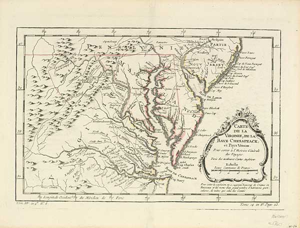 CARTE DE LA VIRGINIE, DE LA BAYE CHESAPEACK