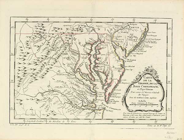 CARTE DE LA VIRGINIE, DE LA BAYE CHESAPEACK 