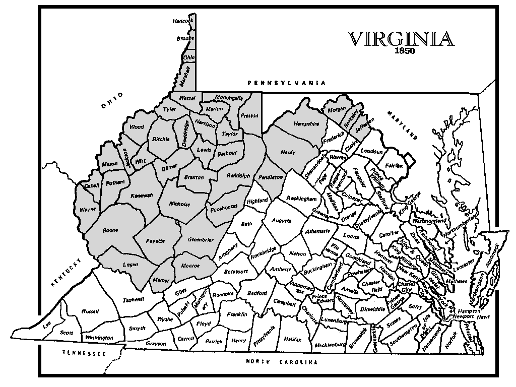 Map Showing Areas Once Part of Virginia
