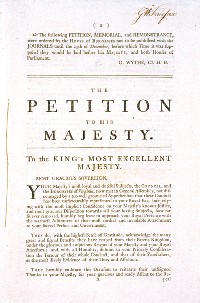 Petition Memorial and Remonstrance. Williamsburg: William Rind, 1769(MS 00/ 1769/ n.d.; slide #2001-230)