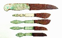 Reproductions of scalpels and knives from the House of the Surgeon excavations, Pompeii, Italy, First Century A.D.