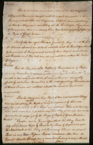Resolves Against the Stamp Act dated 30 May 1765