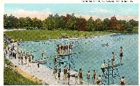 Postcard image of lake in Byrd Park, Richmond, Virginia, ca. 1920s
